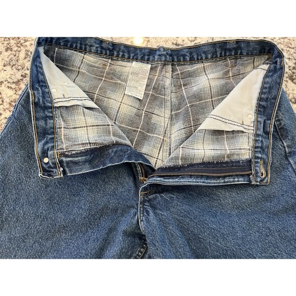 Vintage Carhartt 2004 Flannel Lined Medium Wash Denim Blue Jeans B21DST 40 X 32 - Picture 4 of 6